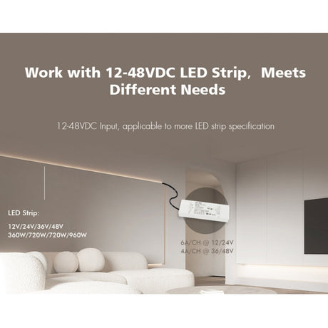 Skydance 12 - 48VDC 5CH*6A WiFi & RF 5 in 1 LED Controller V5 - L(WT) with R8 Remote - UK LED Lights