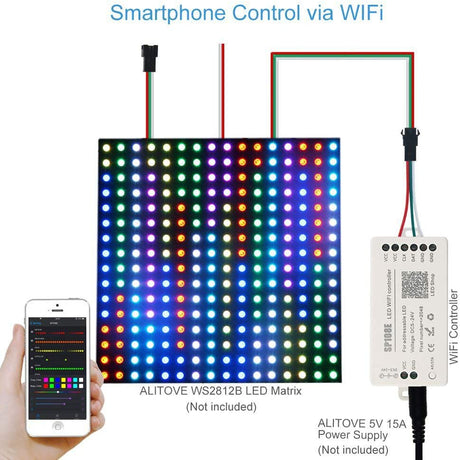 SP108E WiFi Controller DC 5V - 24V for SK6812 SK6812 - RGBW WS2812 WS2813 WS2811 AL2815 Digital Pixel Strip Light & Neon Flex - UK LED Lights