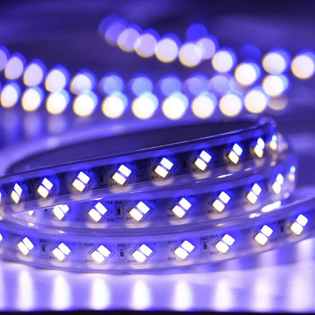 Tricolour LED Strip Light 220V 240V 5730 Warm White, Blue, Purple IP65 120LED/m Kit - UK LED Lights