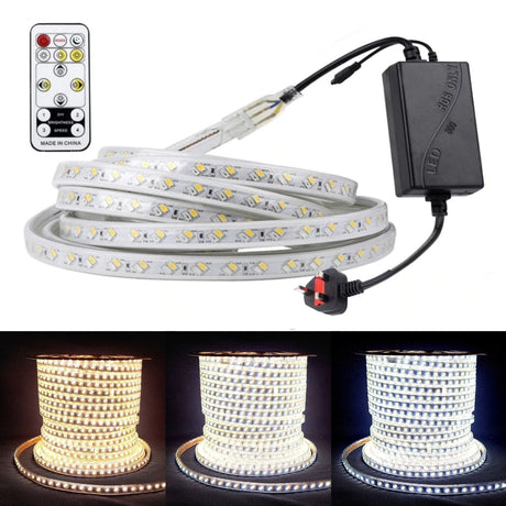 Tricolour LED Strip Light 220V 240V 5730 Warm White, Natural White, Cool White IP65 120LED/m Kit - UK LED Lights