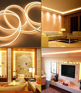 Warm White LED Neon Flex Double Side 220V 240V 120LED/m 8x16mm IP67 Waterproof Full Kit - UK LED Lights