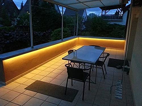 Warm White LED Strip 12V IP65 Waterproof 60LED/m 5 metre with 3M Adhesive Tape Full Kit - UK LED Lights